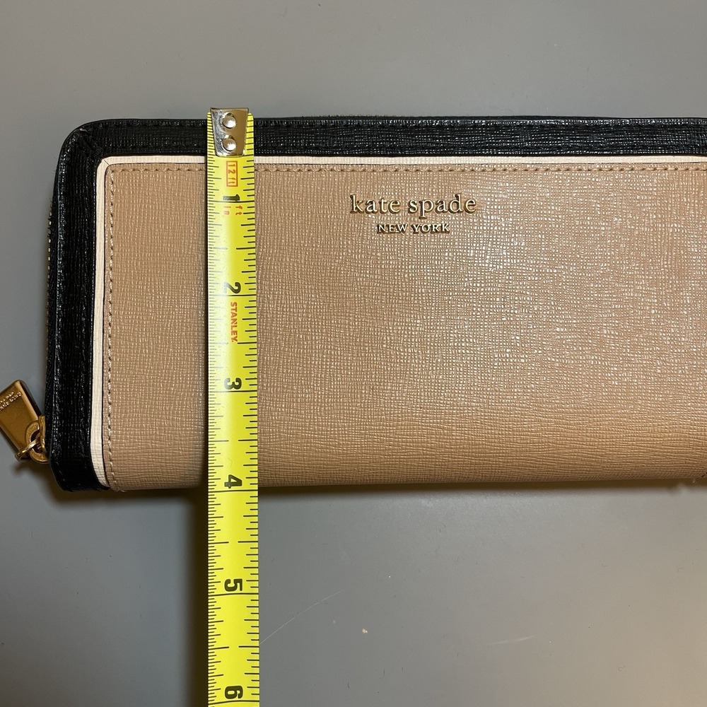 Kate Spade Morgan Beige Black Zip-around Continental Wallet K8955 $198 Retail - Picture 7 of 7